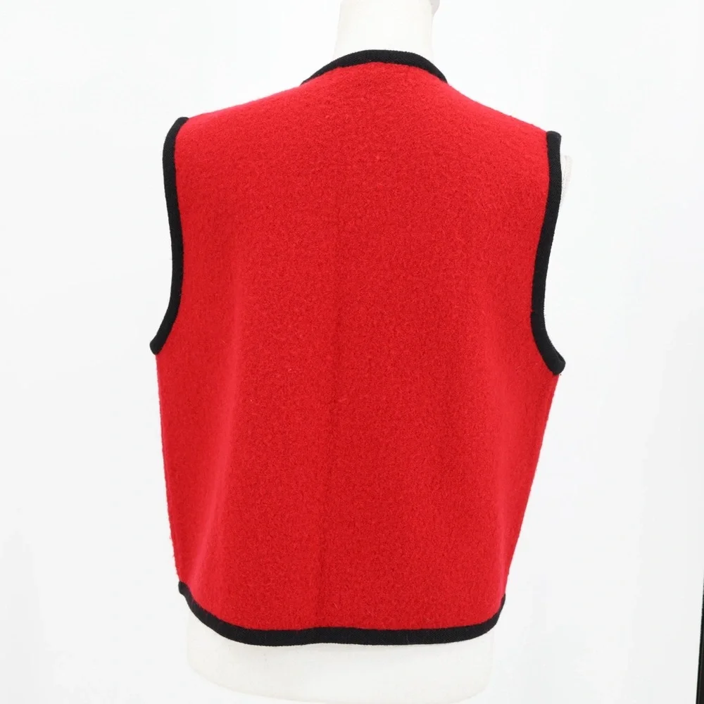 Herman Geist Red Boiled Wool Waistcoat Vest Alpine Folk Cottagecore‎ M